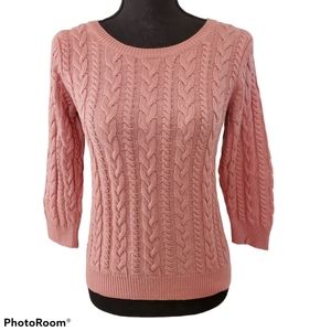 H & M pink alpaca blend cable knit sweater